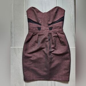 Mesh Panel Burgundy Sparkly Strapless Dress Size XS *New Without Tags*